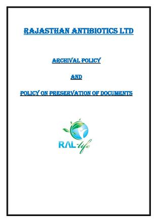 Policy on Preservation of Documents