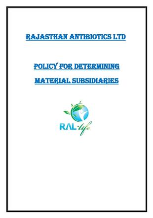 Policy on determining Material Subsidiaries